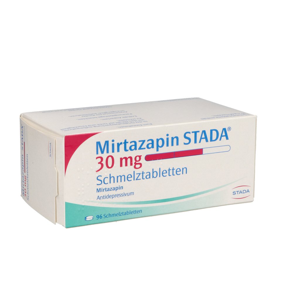 Das Produktfoto zeigt Mirtazapin Stada 30 Mg Schmelztabletten (96 stk) PZN 01027113