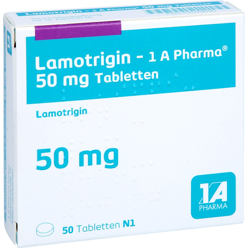 Das Produktfoto zeigt Lamotrigin-1a Pharma 50 Mg Tabletten (50 stk) PZN 01029690