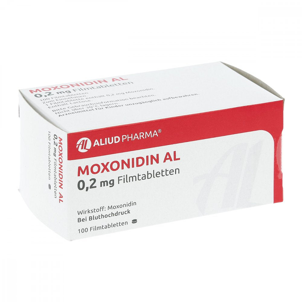Das Produktfoto zeigt Moxonidin Al 0,2 Mg Filmtabletten (100 stk) PZN 01035874