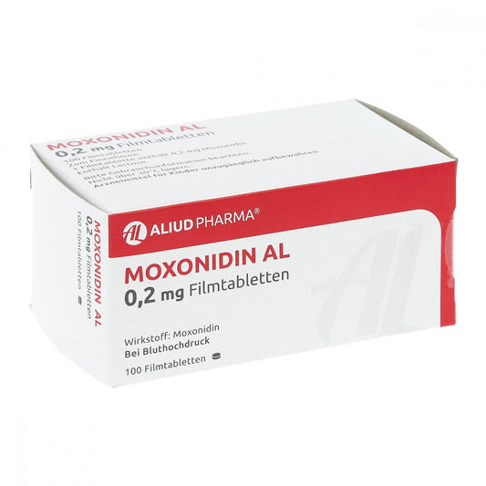 Das Produktfoto zeigt Moxonidin Al 0,2 Mg Filmtabletten (100 stk) PZN 01035874