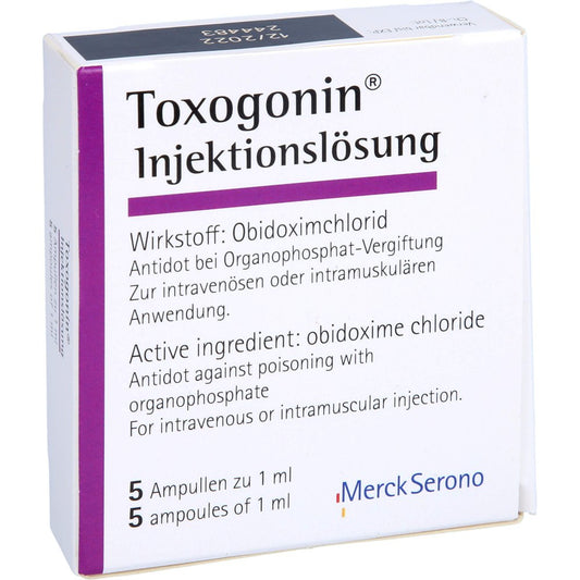 Das Produktfoto zeigt Toxogonin Injektionslösung (5X1 ml) PZN 01035911