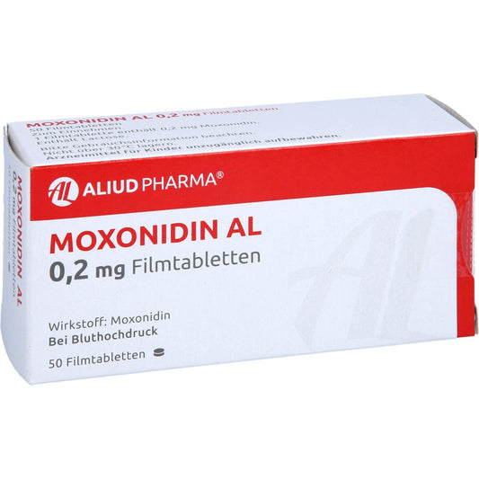 Das Produktfoto zeigt Moxonidin Al 0,2 Mg Filmtabletten (50 stk) PZN 01035928