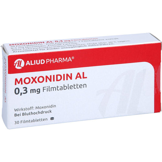 Das Produktfoto zeigt Moxonidin Al 0,3 Mg Filmtabletten (30 stk) PZN 01036135