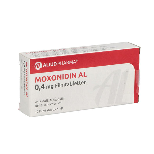 Das Produktfoto zeigt Moxonidin Al 0,4 Mg Filmtabletten (30 stk) PZN 01036164