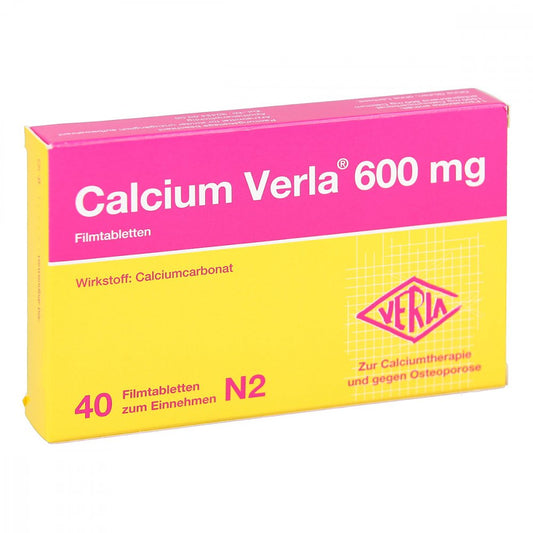 Das Produktfoto zeigt Calcium Verla 600 Mg Filmtabletten (40 stk) PZN 01047357