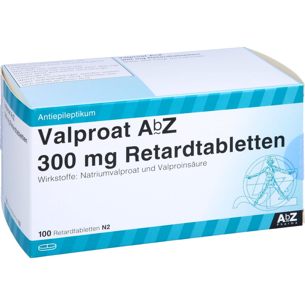 Das Produktfoto zeigt Valproat Abz 300 Mg Retardtabletten (100 stk) PZN 01048523