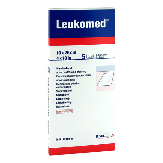 Das Produktfoto zeigt Leukomed Sterile Pflaster 10x25 Cm (5 stk) PZN 01050721