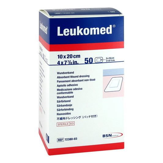 Das Produktfoto zeigt Leukomed Sterile Pflaster 10x20 Cm (50 stk) PZN 01050827