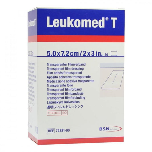 Das Produktfoto zeigt Leukomed Transp.Sterile Pflaster 5x7,2 Cm (50 stk) PZN 01050951