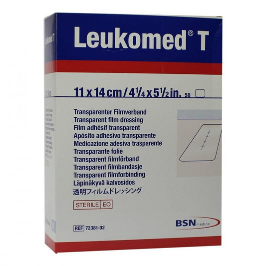 Das Produktfoto zeigt Leukomed Transp.Sterile Pflaster 11x14 Cm (50 stk) PZN 01050997