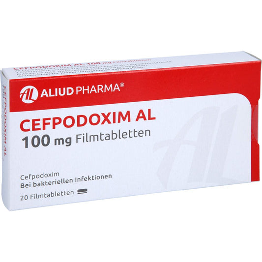 Das Produktfoto zeigt Cefpodoxim Al 100 Mg Filmtabletten (20 stk) PZN 01053398