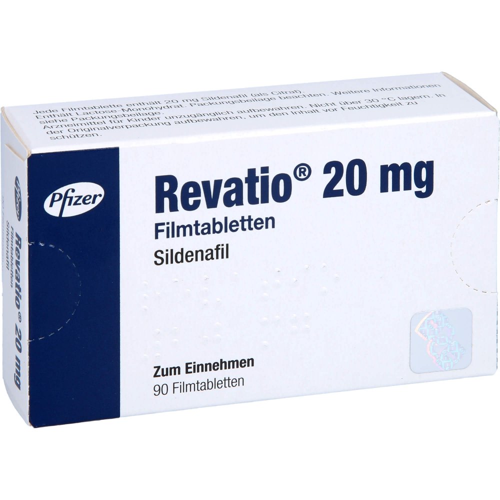 Das Produktfoto zeigt Revatio 20 Mg Filmtabletten (90 stk) PZN 01055434