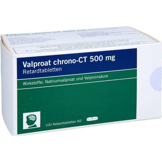 Das Produktfoto zeigt Valproat Chrono-Ct 500 Mg Retardtabletten (100 stk) PZN 01065556
