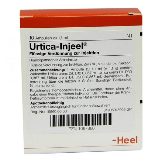 Das Produktfoto zeigt Urtica Injeel Ampullen (10 stk) PZN 01067868