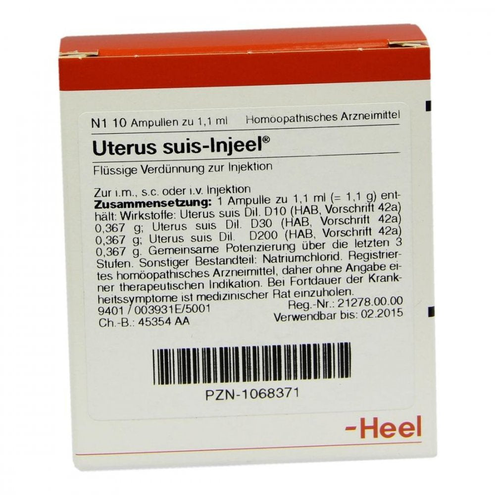 Das Produktfoto zeigt Uterus Suis Injeel Ampullen (10 stk) PZN 01068371