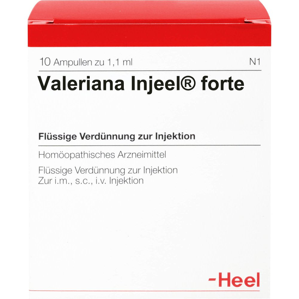 Das Produktfoto zeigt Valeriana Injeel Forte Ampullen (10 stk) PZN 01072042