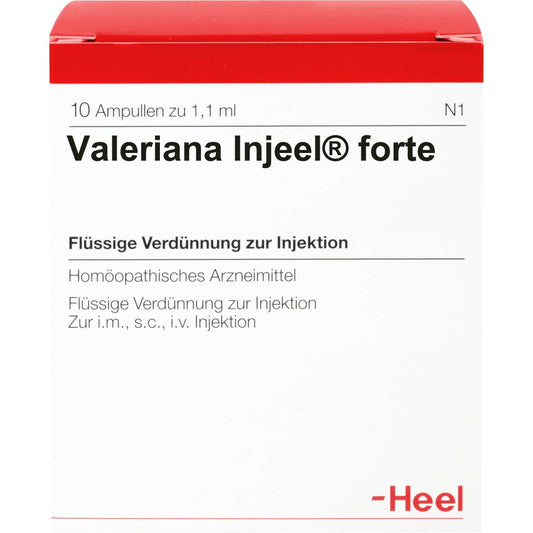 Das Produktfoto zeigt Valeriana Injeel Forte Ampullen (10 stk) PZN 01072042