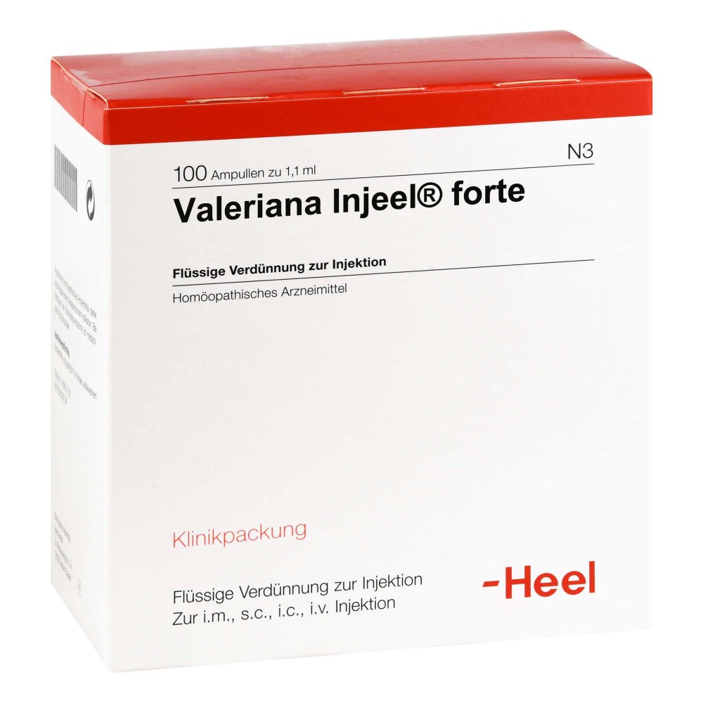 Das Produktfoto zeigt Valeriana Injeel Forte Ampullen (100 stk) PZN 01072065
