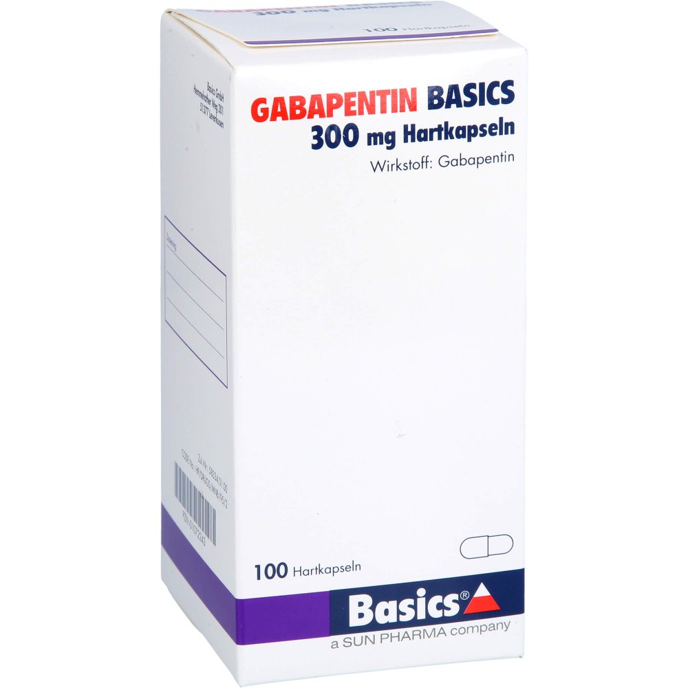 Das Produktfoto zeigt Gabapentin Basics 300 Mg Hartkapseln (100 stk) PZN 01072243