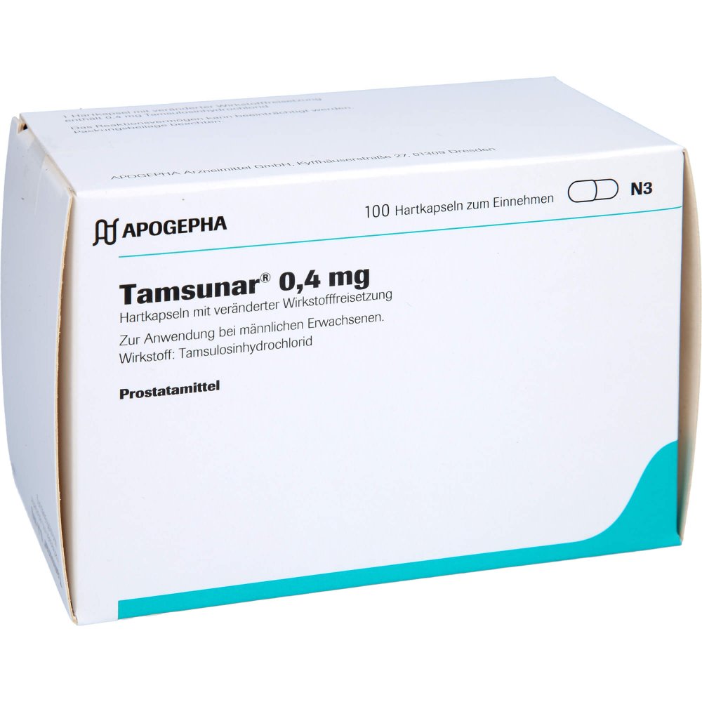 Das Produktfoto zeigt Tamsunar 0,4 Mg Hartkaps.M.Veränd.Wirkst.-Frs. (100 stk) PZN 01077364