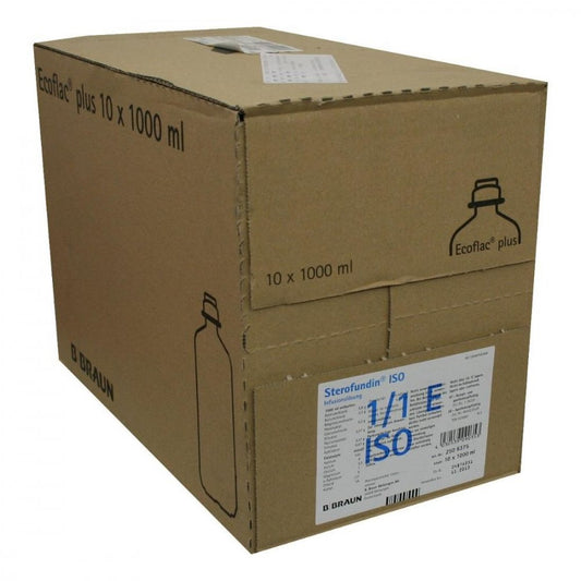 Das Produktfoto zeigt Sterofundin Iso Ecoflac Plus Infusionslösung (10X1000 ml) PZN 01078961