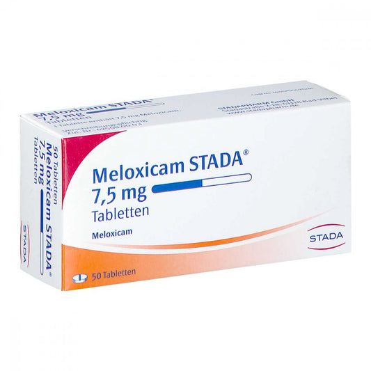 Das Produktfoto zeigt Meloxicam Stada 7,5 Mg Tabletten (50 stk) PZN 01079216