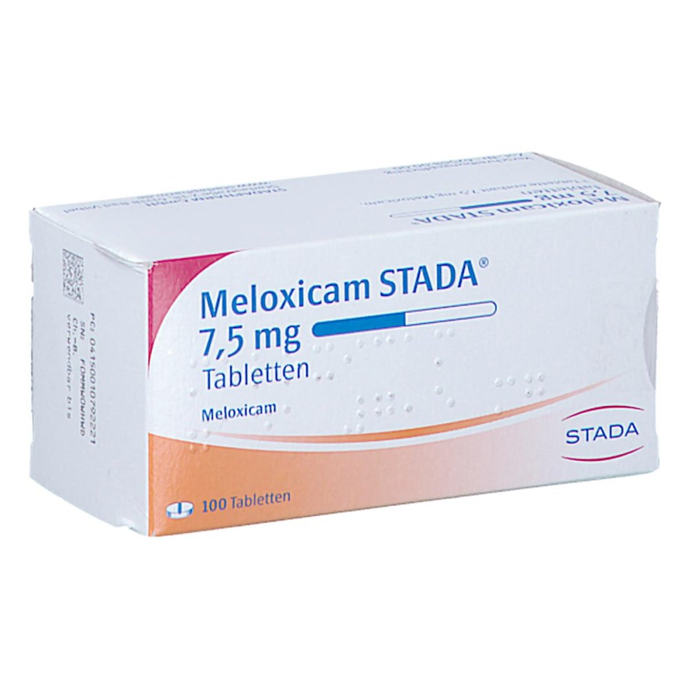 Das Produktfoto zeigt Meloxicam Stada 7,5 Mg Tabletten (100 stk) PZN 01079222