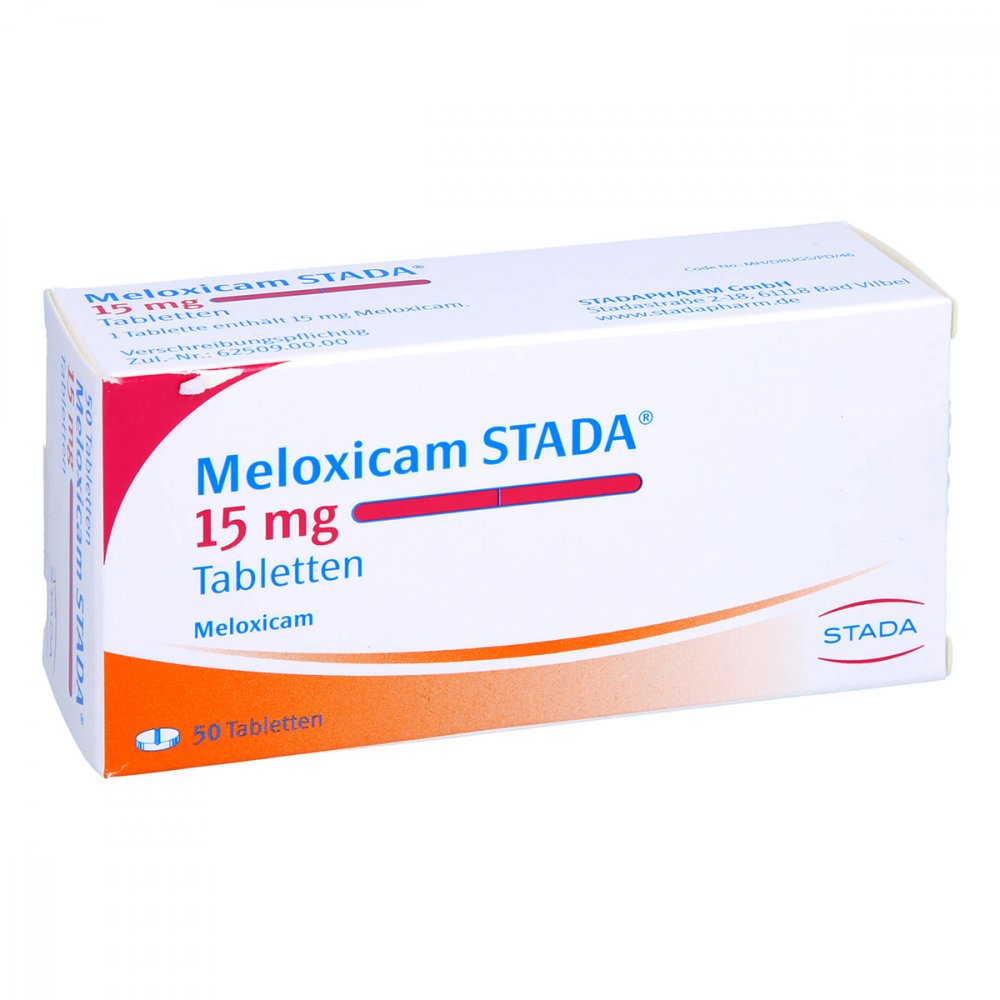 Das Produktfoto zeigt Meloxicam Stada 15 Mg Tabletten (50 stk) PZN 01079245