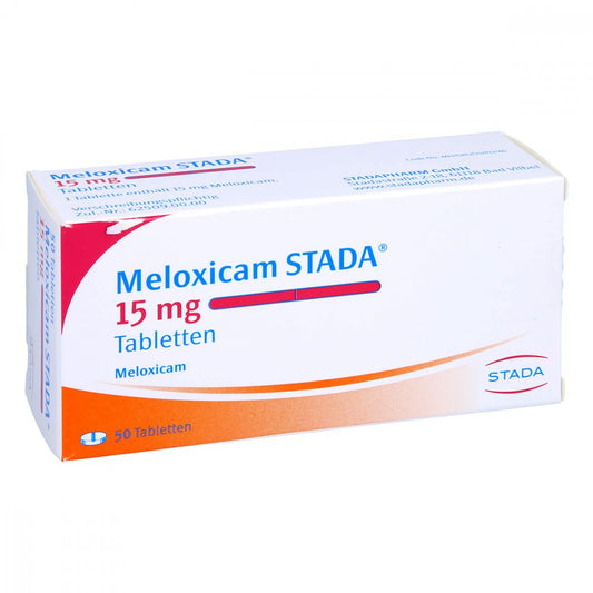 Das Produktfoto zeigt Meloxicam Stada 15 Mg Tabletten (50 stk) PZN 01079245