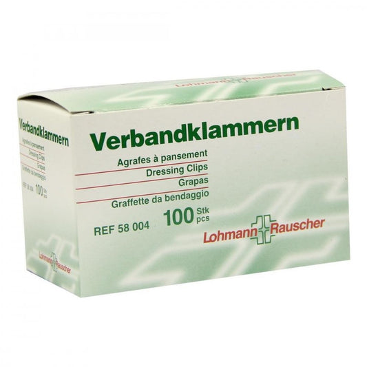 Das Produktfoto zeigt Verbandklammern Lohmann Hautfarben (100 stk) PZN 01083554
