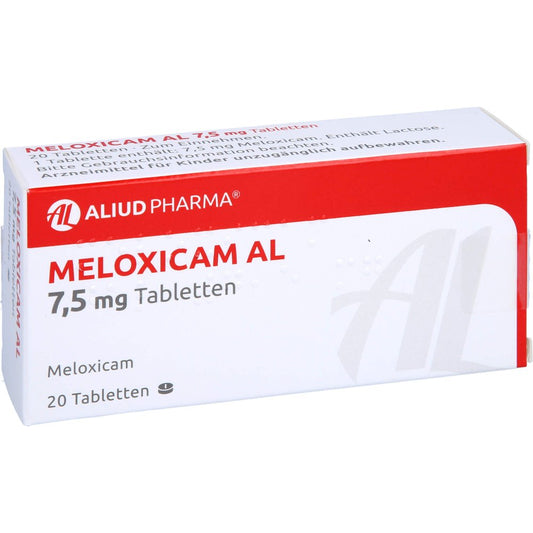 Das Produktfoto zeigt Meloxicam Al 7,5 Mg Tabletten (20 stk) PZN 01084298