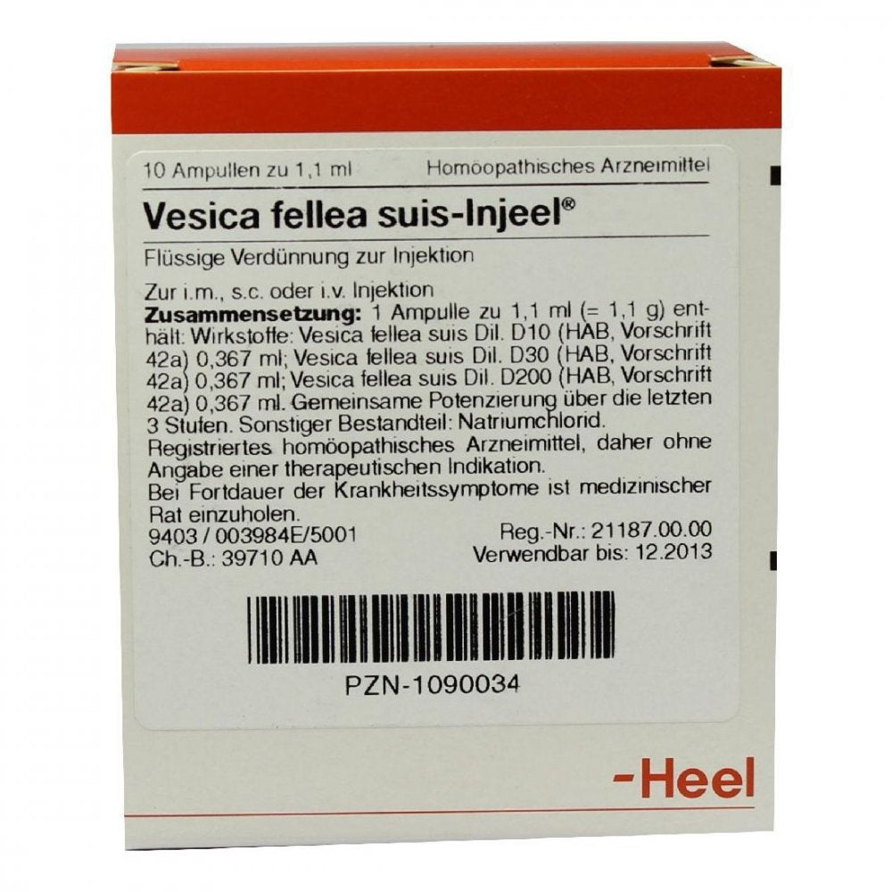 Das Produktfoto zeigt Vesica Fellea Suis-Injeel Ampullen (10 stk) PZN 01090034