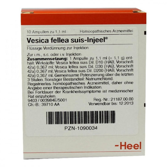 Das Produktfoto zeigt Vesica Fellea Suis-Injeel Ampullen (10 stk) PZN 01090034