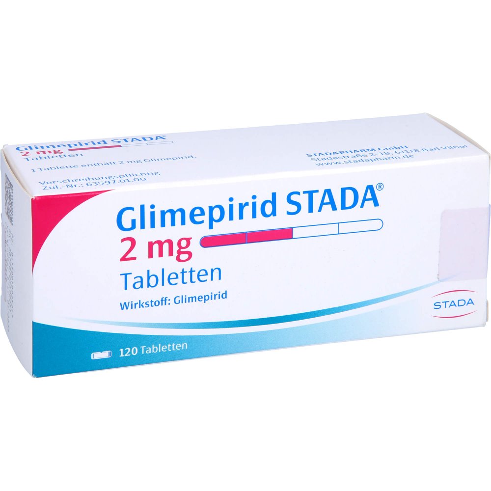 Das Produktfoto zeigt Glimepirid Stada 2 Mg Tabletten (120 stk) PZN 01092524