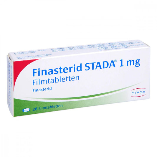 Das Produktfoto zeigt Finasterid Stada 1 Mg Filmtabletten (28 stk) PZN 01111078