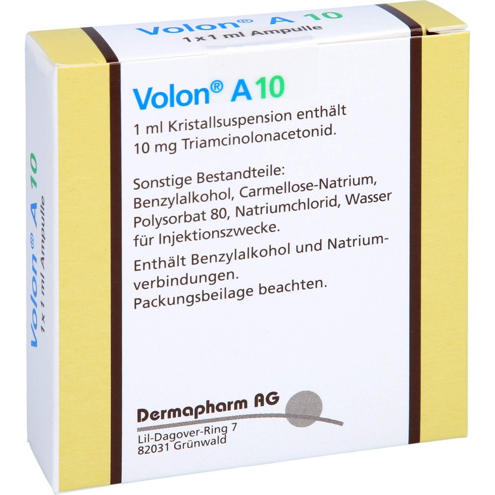 Das Produktfoto zeigt Volon A 10 Ampullen (1 ml) PZN 01116182