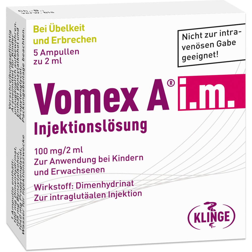 Das Produktfoto zeigt Vomex A I.M. Injektionslösung (5X2 ml) PZN 01116383