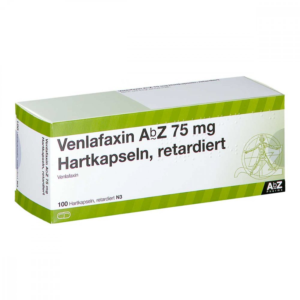 Das Produktfoto zeigt Venlafaxin Abz 75 Mg Hartkapseln Retardiert (100 stk) PZN 01123986
