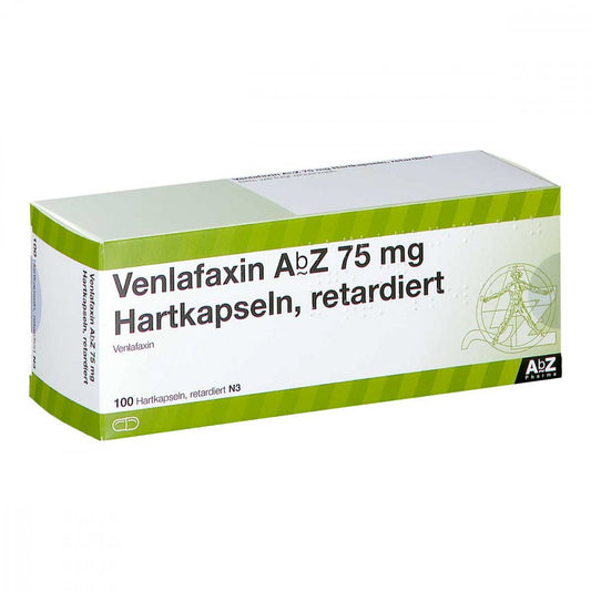 Das Produktfoto zeigt Venlafaxin Abz 75 Mg Hartkapseln Retardiert (100 stk) PZN 01123986