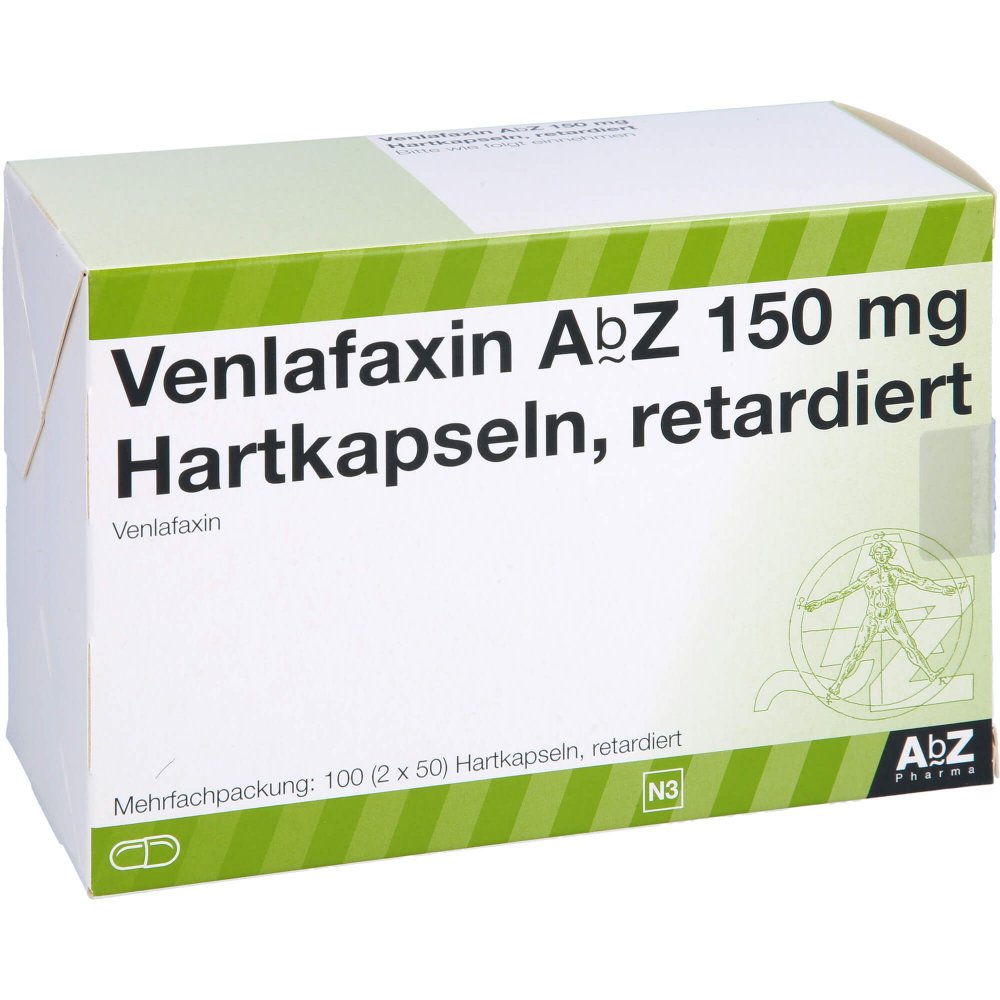 Das Produktfoto zeigt Venlafaxin Abz 150 Mg Hartkapseln Retardiert (100 stk) PZN 01124023