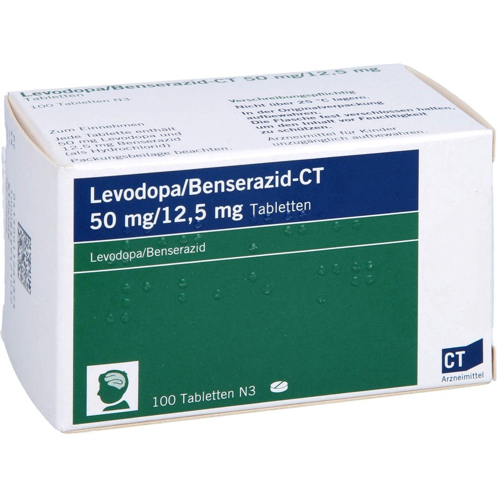 Das Produktfoto zeigt Levodopa Benserazid-Ct 50 Mg/12,5 Mg Tabletten (100 stk) PZN 01126387
