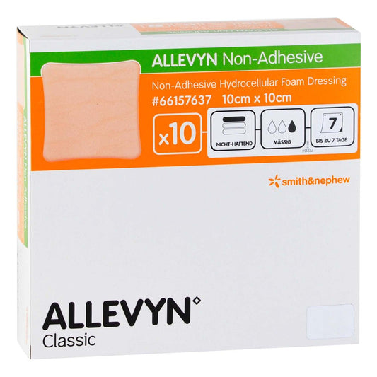 Das Produktfoto zeigt Allevyn Non Adhesive 10x10 Cm Wundverband (10 stk) PZN 01131017