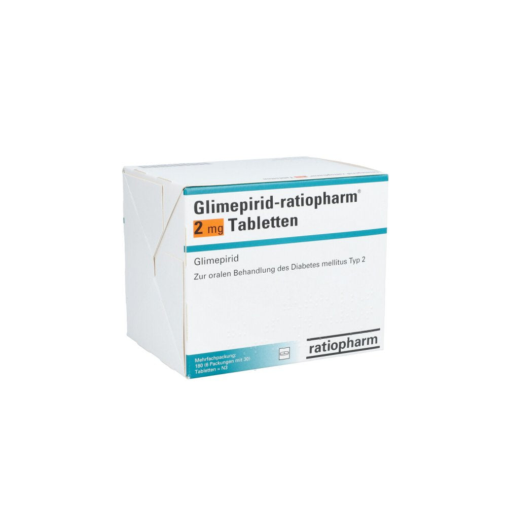 Das Produktfoto zeigt Glimepirid-Ratiopharm 2 Mg Tabletten (180 stk) PZN 01138901
