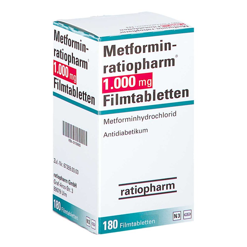 Metformin-Ratiopharm 1.000 Mg Filmtabletten (180 stk)