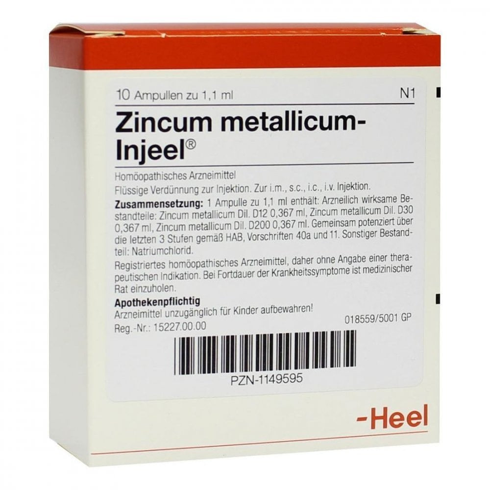 Das Produktfoto zeigt Zincum Metallicum Injeei Ampullen (10 stk) PZN 01149595