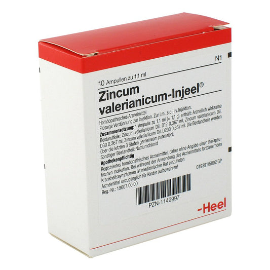 Das Produktfoto zeigt Zincum Valerianicum Injeel Ampullen (10 stk) PZN 01149997