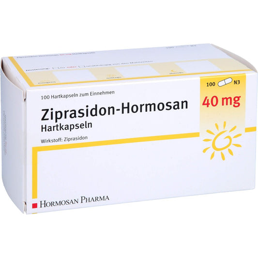 Das Produktfoto zeigt Ziprasidon Hormosan 40 Mg Hartkapseln (100 stk) PZN 01154596
