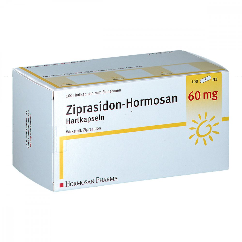Das Produktfoto zeigt Ziprasidon Hormosan 60 Mg Hartkapseln (100 stk) PZN 01154679