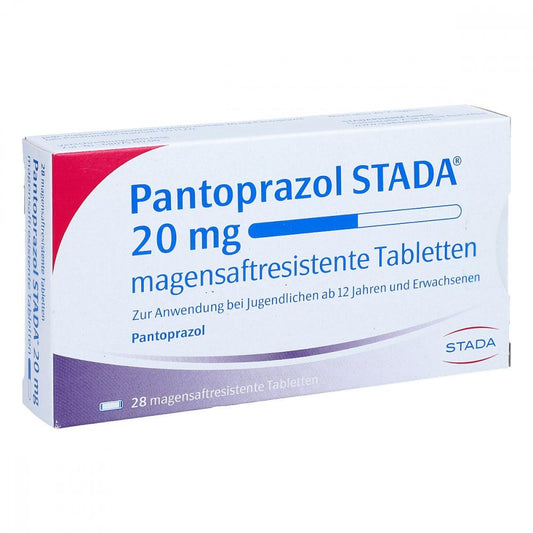 Das Produktfoto zeigt Pantoprazol Stada 20 Mg Magensaftres.Tabletten (28 stk) PZN 01162199