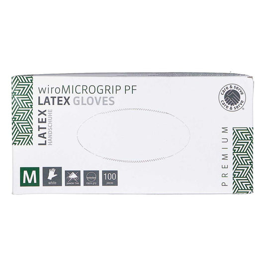 Das Produktfoto zeigt Handschuhe Latex Unsteril Puderfrei Gr.M (100 stk) PZN 01162443